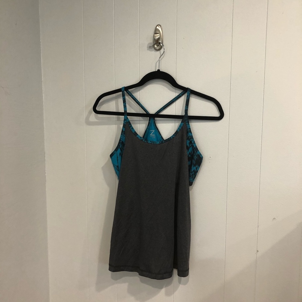 Zella Gray and blue Exercise Top